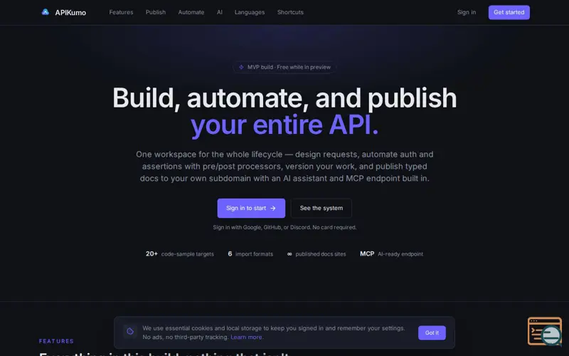 Screenshot of APIKumo