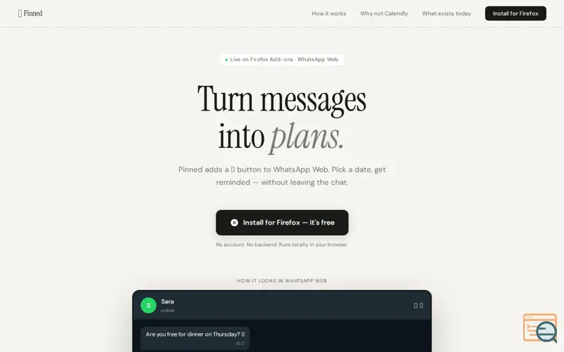 Screenshot of Pinned — Schedule inside chat