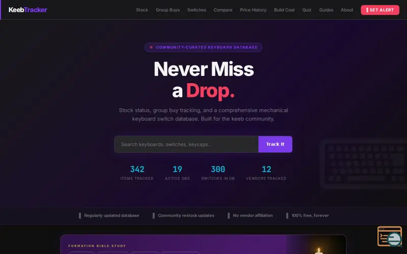 Screenshot of KeebTracker