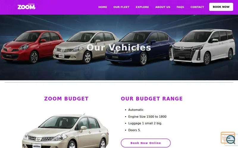 Screenshot of Zoom Rental Cars