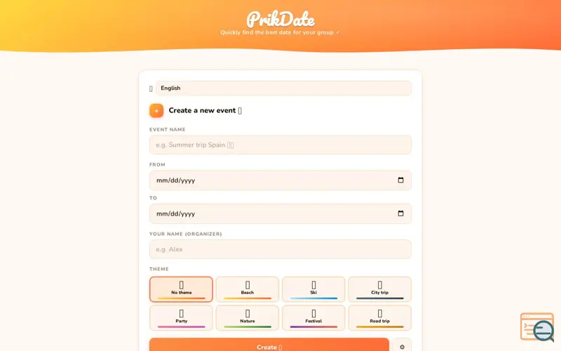 Screenshot of PrikDate
