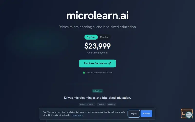 Screenshot of MicroLearn, a launch using Reg.ai