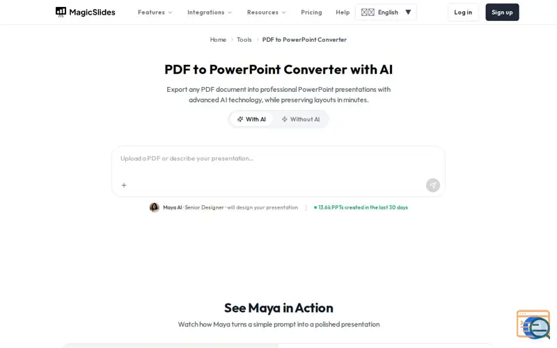 Screenshot of PDF to PowerPoint Converter with AI