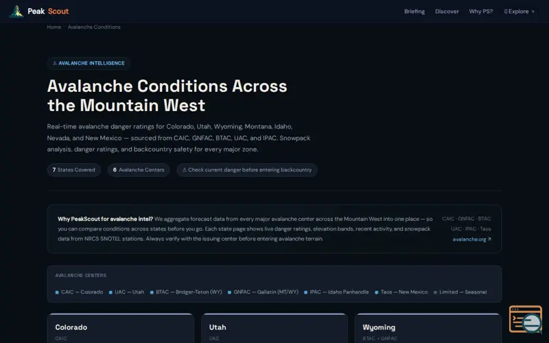 Screenshot of PeakScout