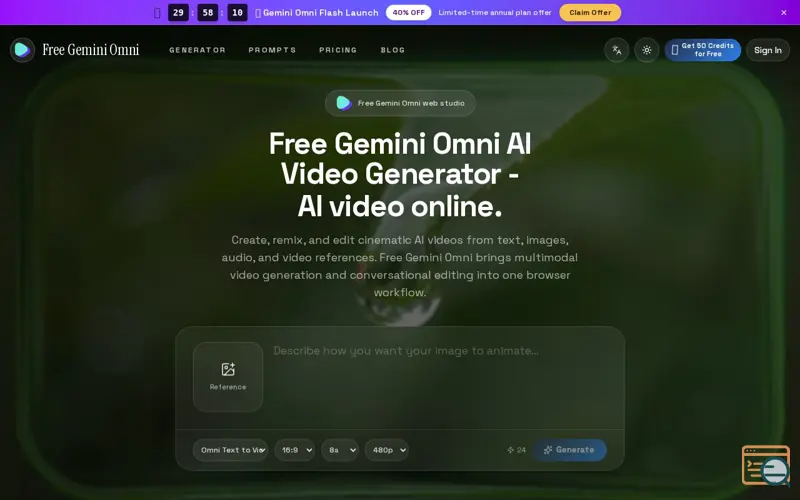Screenshot of Free Gemini Omni