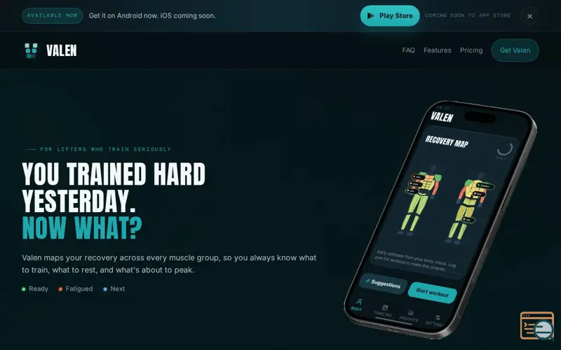 Screenshot of Valen- Train Smarter
