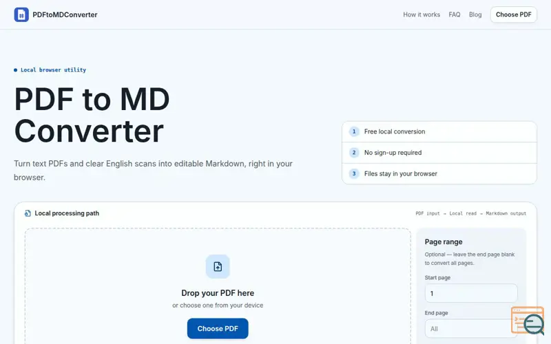 Screenshot of pdf to md converter