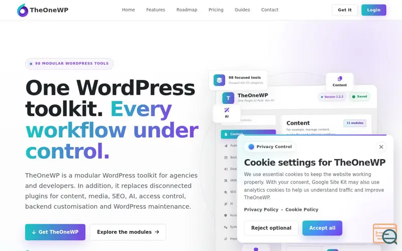 Screenshot of TheOneWP