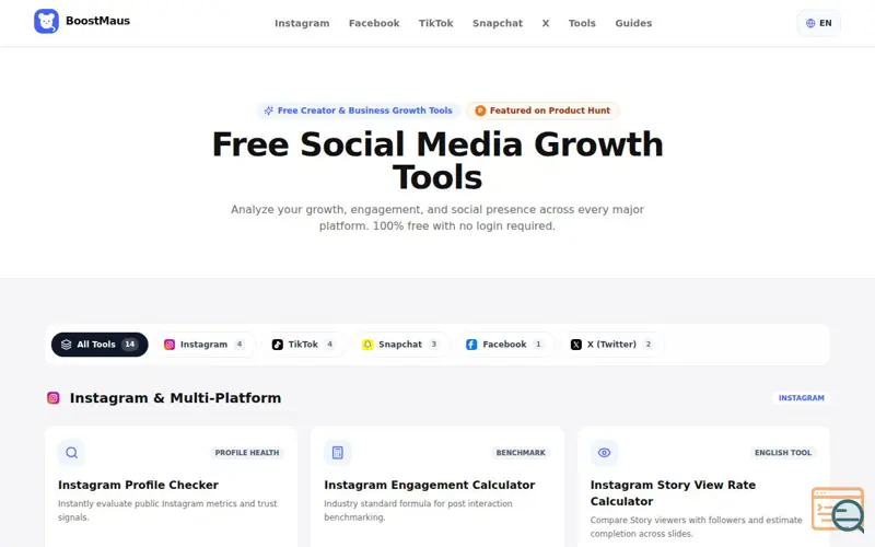 Screenshot of BoostMaus Creator Tools