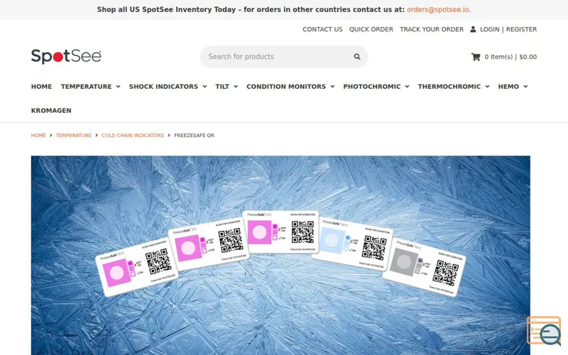 Screenshot of FreezeSafe QR SpotSee.io, a launch using Prerender.io