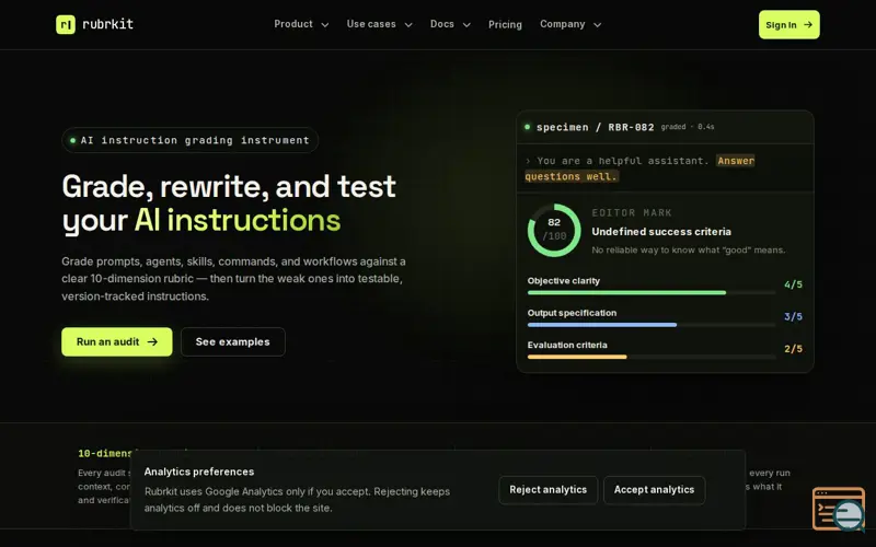 Screenshot of Rubrkit