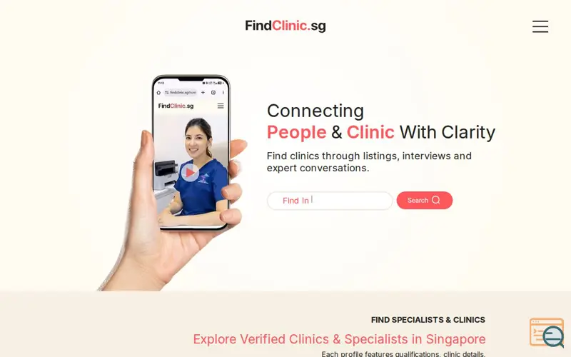 Screenshot of FindClinic.sg