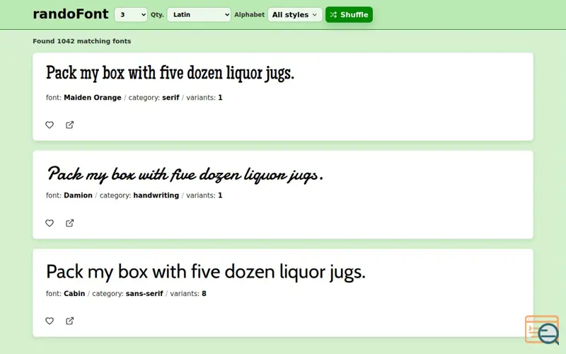 Screenshot of RandoFont