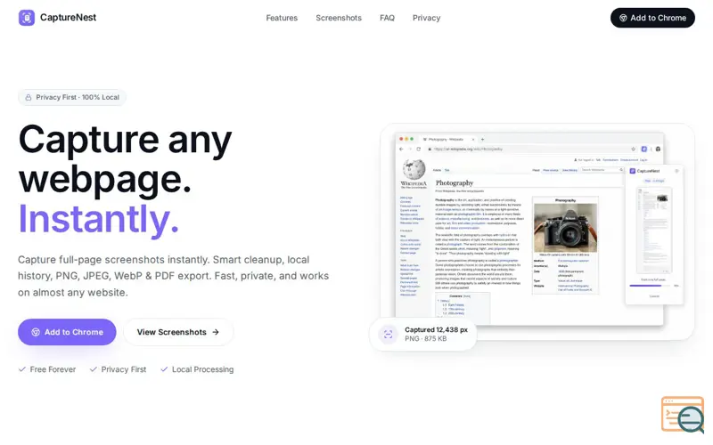Screenshot of CaptureNest