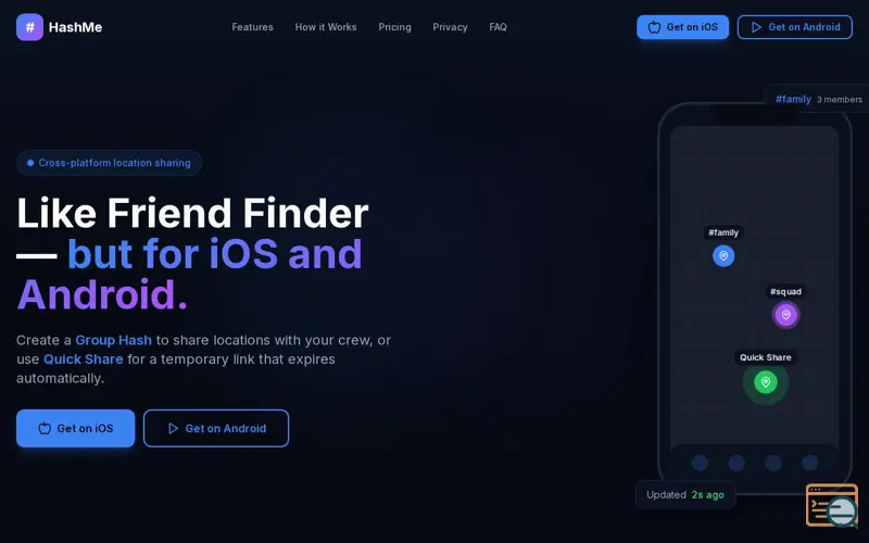 Screenshot of HashMe