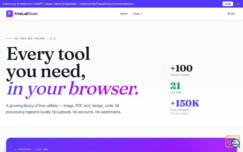 Screenshot of FreeLabTools — Free Browser Tools