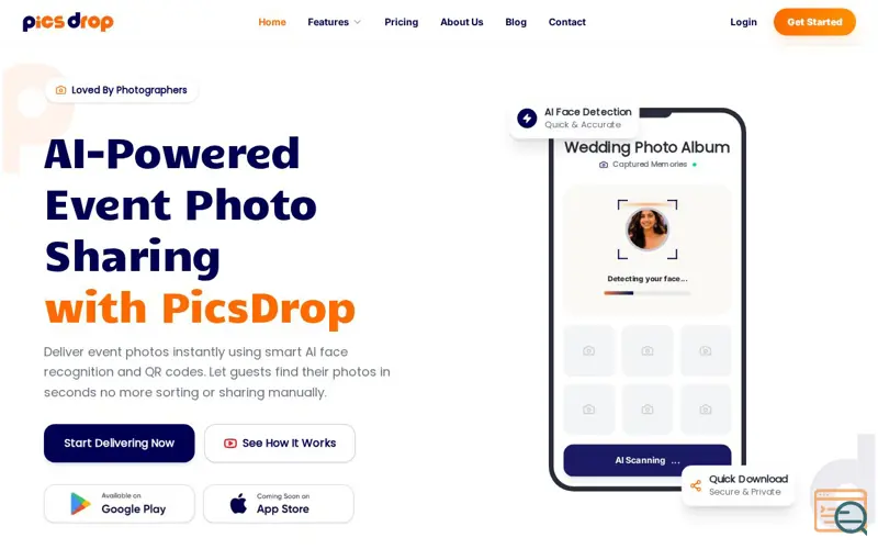 Screenshot of PicsDrop