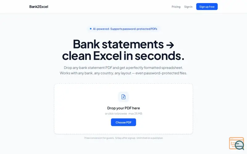 Screenshot of Bank2Excel