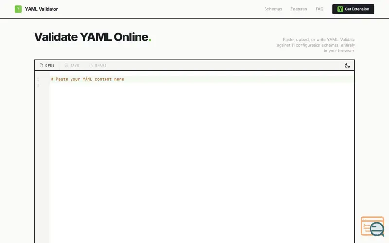 Screenshot of YAML Validator