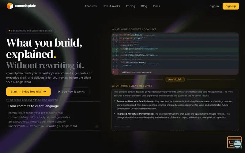 Screenshot of commitplain
