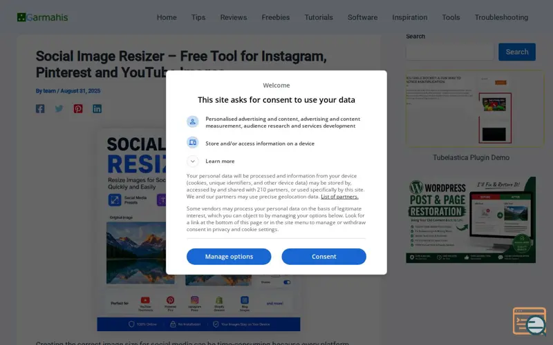 Screenshot of Social Image Resizer