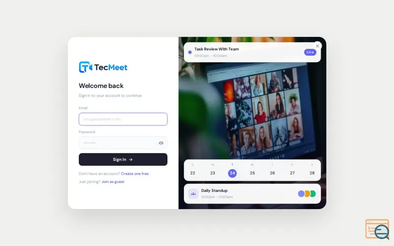 Screenshot of TecMeet, a launch using HostingCosmos Email