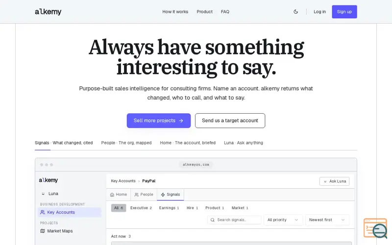 Screenshot of alkemy
