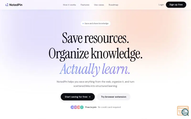 Screenshot of NotedPin - Save and share knowledge 
