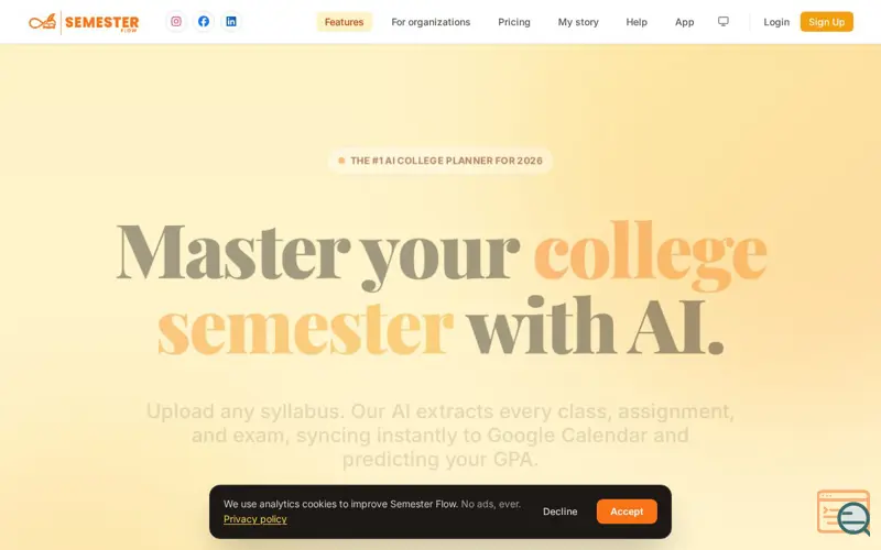 Screenshot of Semester Flow