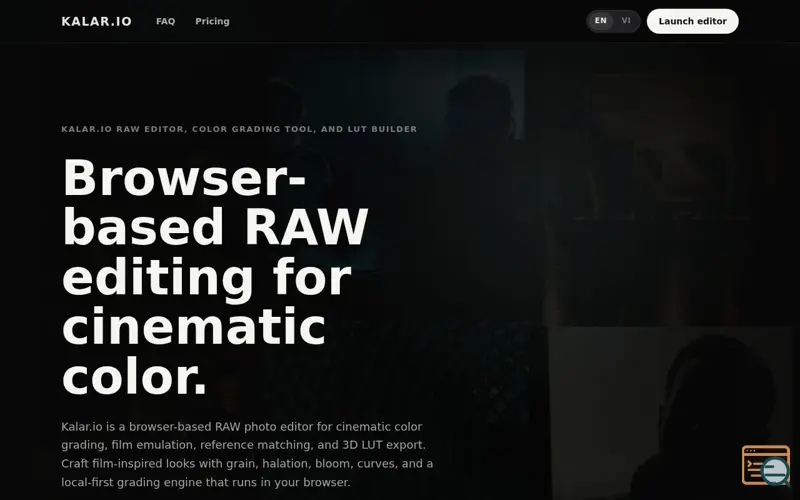 Screenshot of Browser-Based Film Color Grading Tool for RAW Photos and 3D LUTs | Kalar