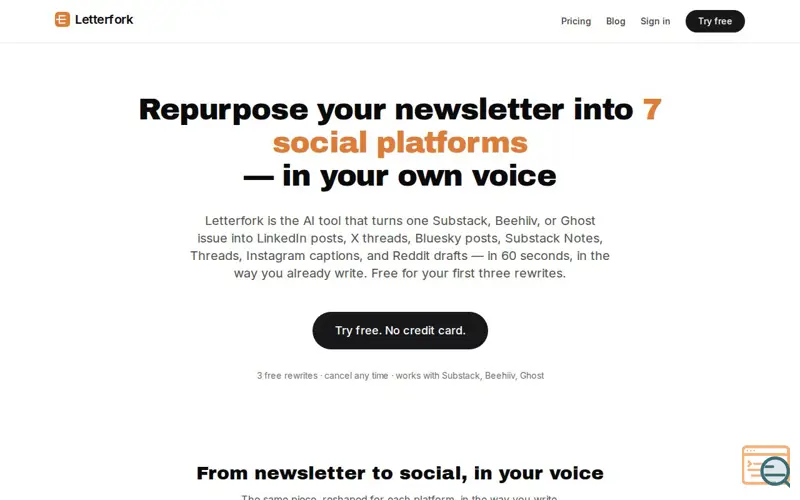 Screenshot of Letterfork