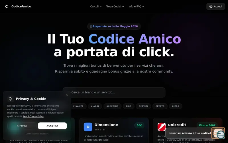 Screenshot of Codice Amico