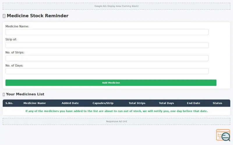 Screenshot of Medicine Tracker