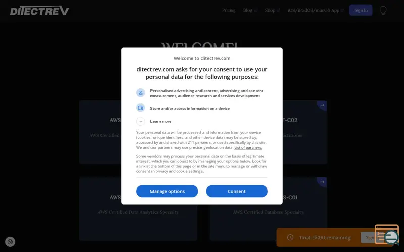 Screenshot of Practice Tests Exams Platform |Ditectrev