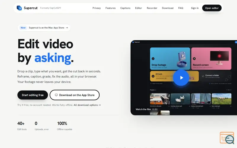 Screenshot of Supercut - AI Video Editor