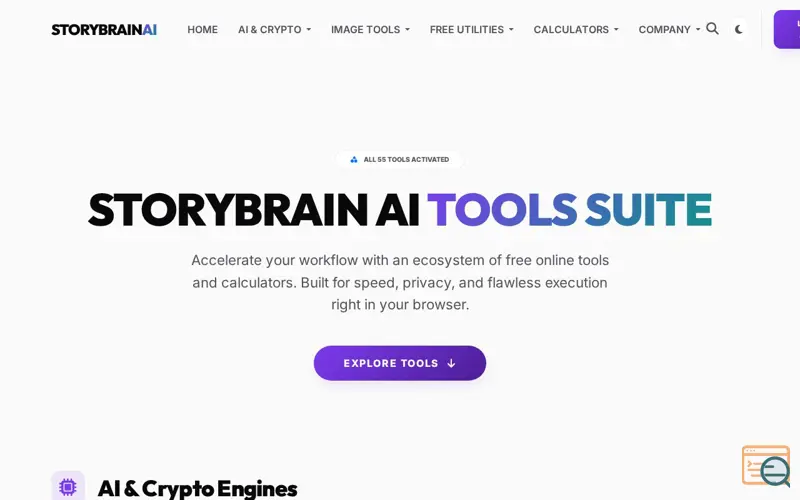 Screenshot of StoryBrain AI Tools Suite