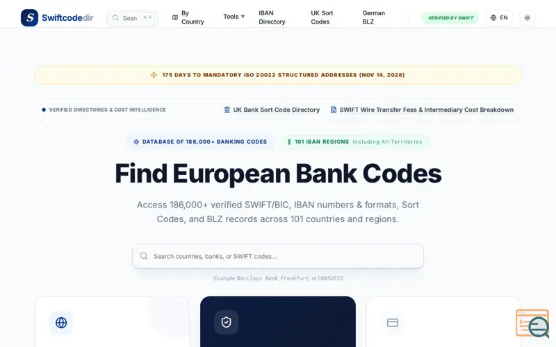 Screenshot of SwiftcodeDir