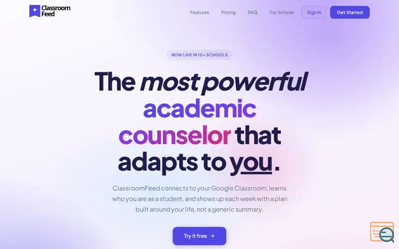 Screenshot of ClassroomFeed