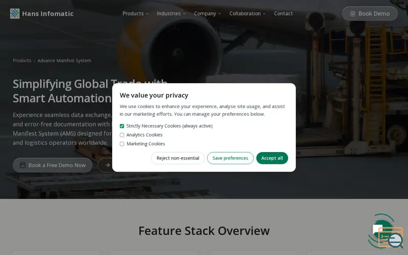 Screenshot of Advance Manifest System