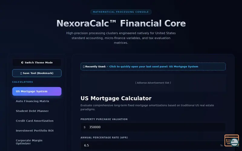 Screenshot of NexoraCalc