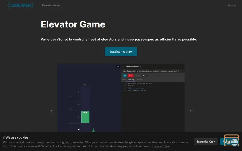 Screenshot of Elevator Game, a launch using Ahoy