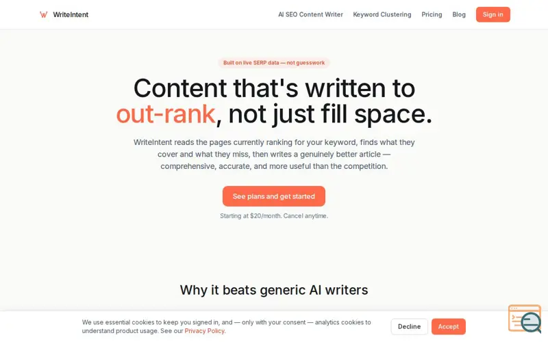 Screenshot of WriteIntent