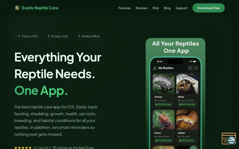 Screenshot of Exotic Reptile Care