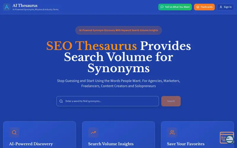 Screenshot of AIThesaurus.io