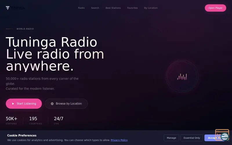 Screenshot of Tuninga Radio
