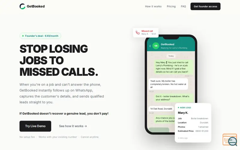 Screenshot of GetBooked