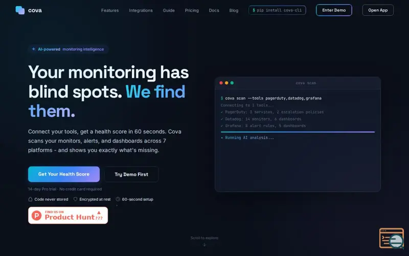 Screenshot of Cova