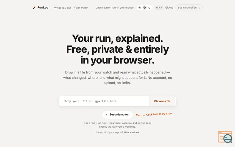 Screenshot of Run Log