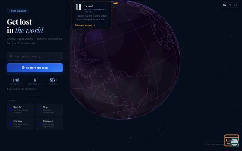 Screenshot of TerraLenses — Get lost in the world