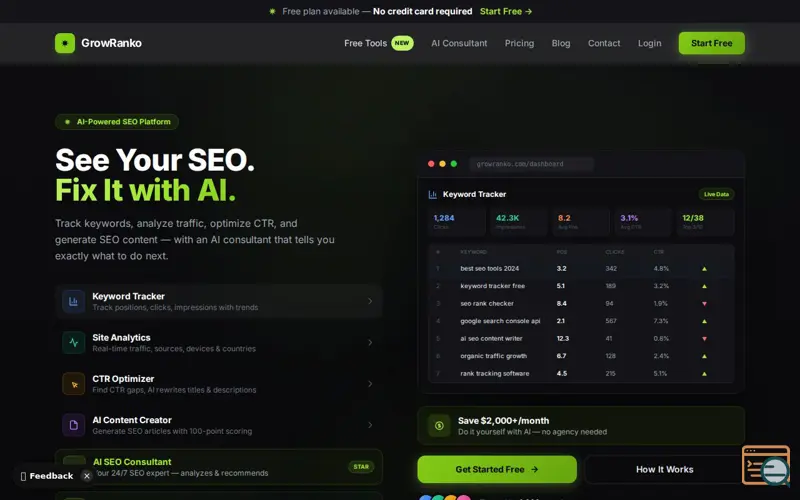 Screenshot of GrowRanko, a launch using SMTP2GO